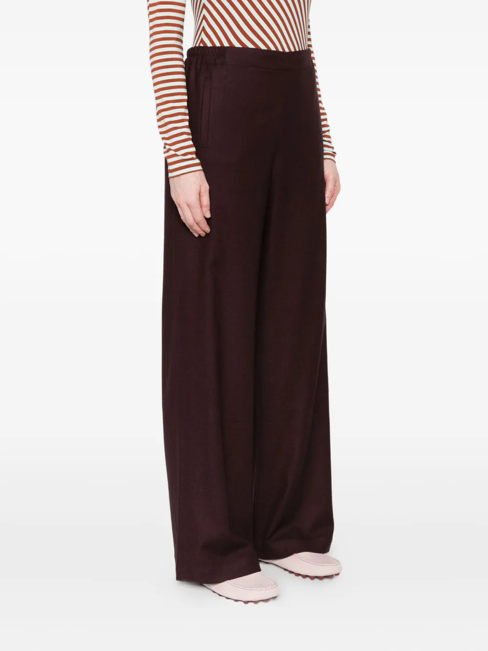 Niū Elastic-waist Palazzo Pants In Red