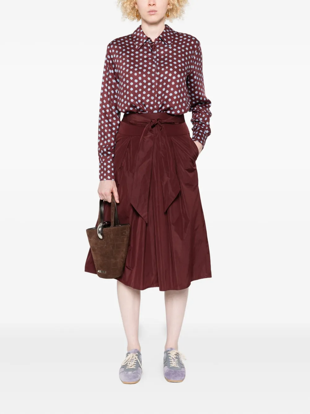 Niu Camelia polka-dot collared shirt - Rood