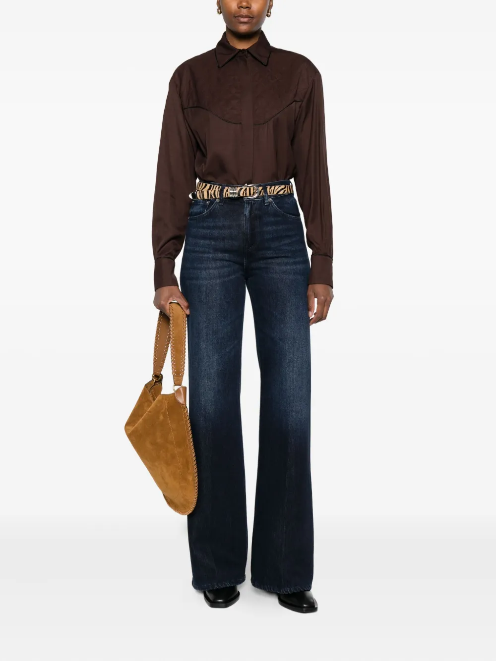 Golden Goose Blouse met gewatteerd yoke-detail - Bruin