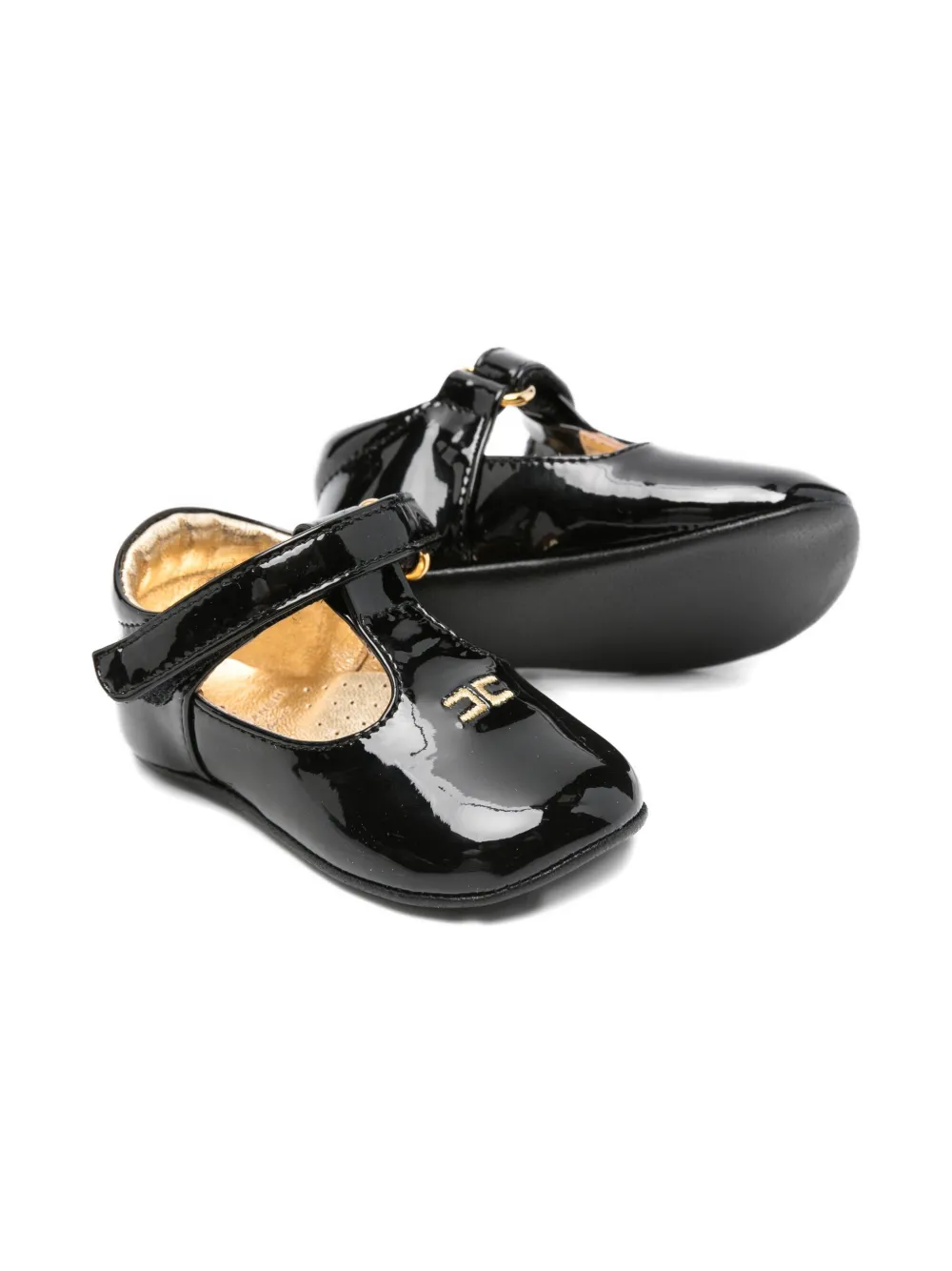 Elisabetta Franchi La Mia Bambina Lakleren ballerina's met T-bandje Zwart