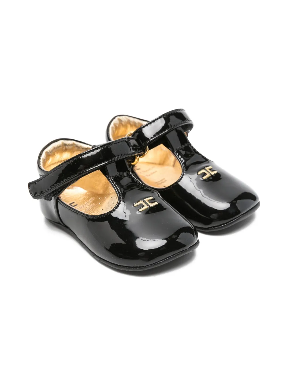 Elisabetta Franchi La Mia Bambina patent calf-leather T-bar ballerinas | Black | Image 1