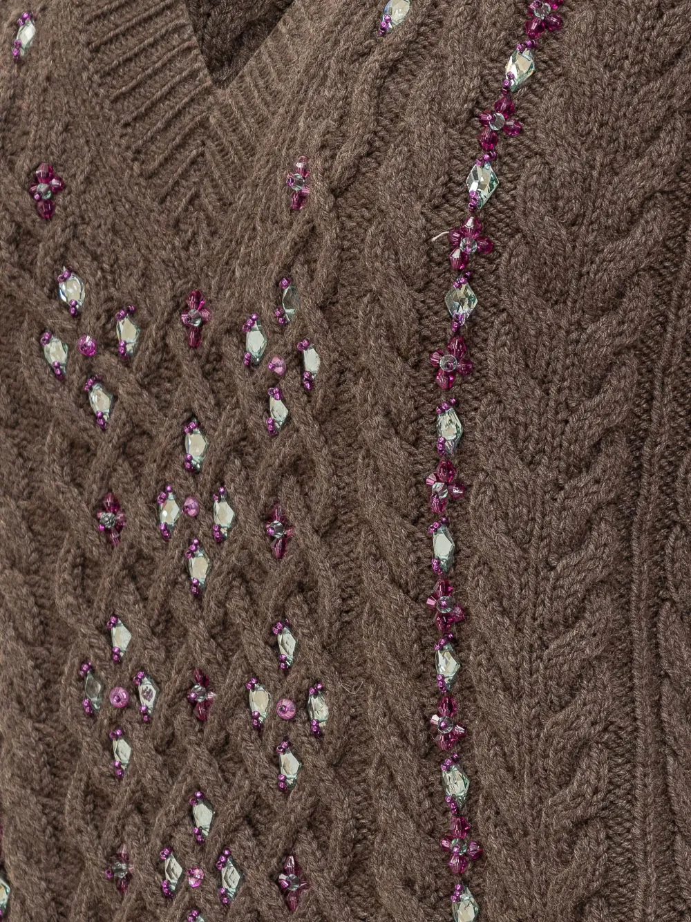 DES PHEMMES cable-knit embellished sweater Bruin
