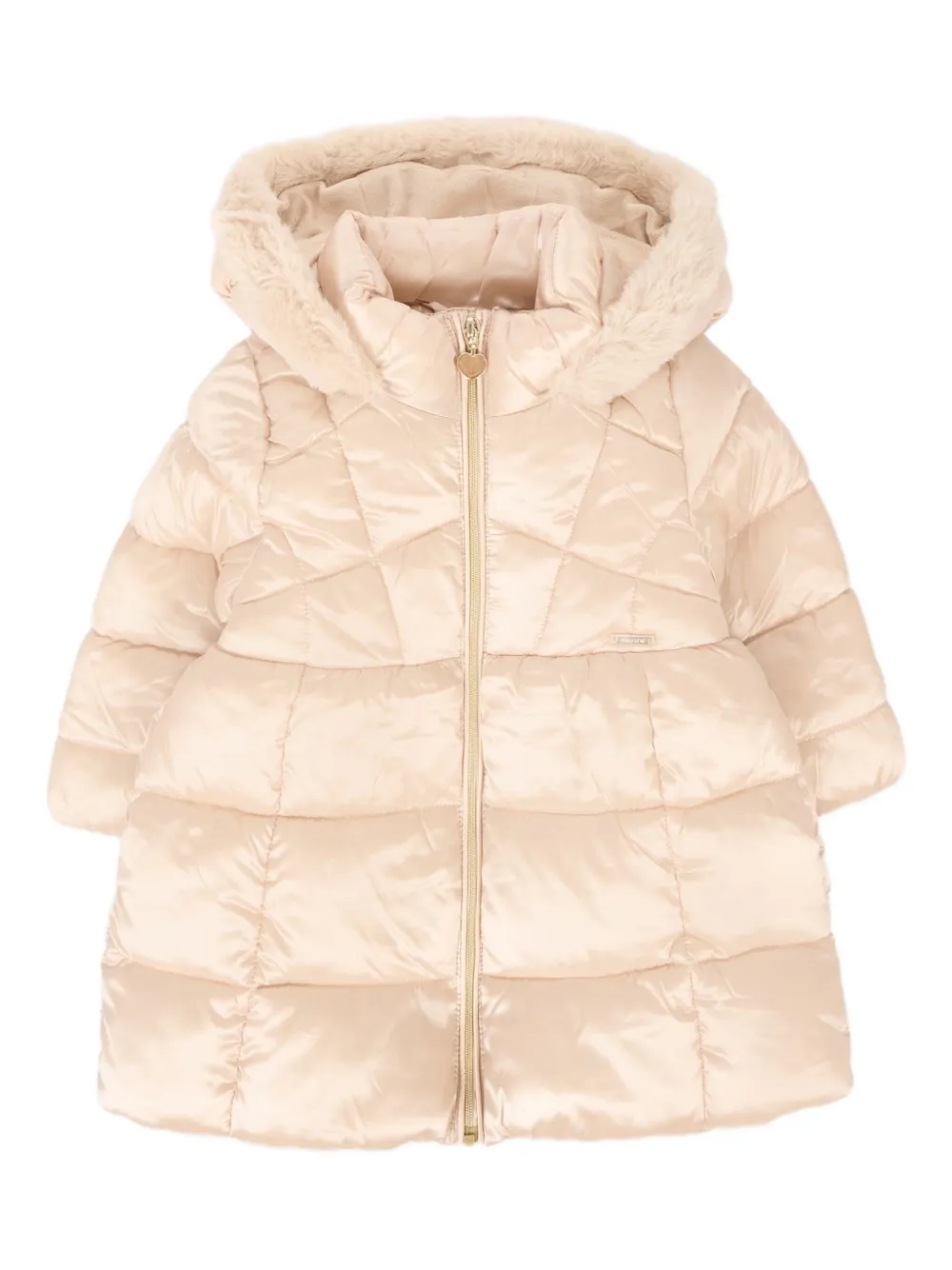 Mayoral faux-fur hooded quilted jacket Beige