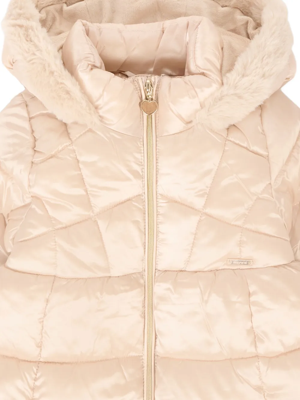Mayoral faux-fur hooded quilted jacket Beige