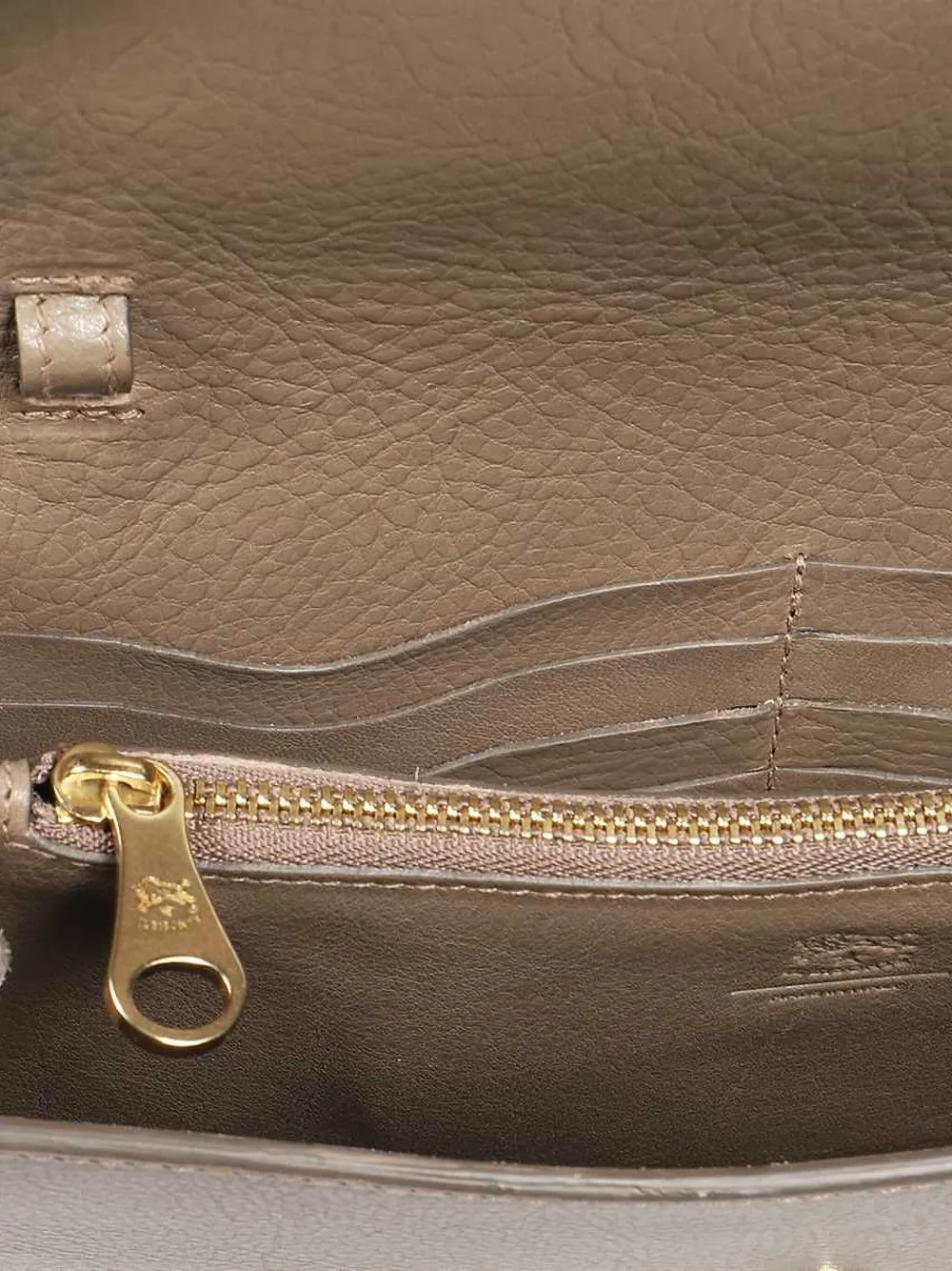 Il Bisonte Bigallo flap leather clutch bag Beige