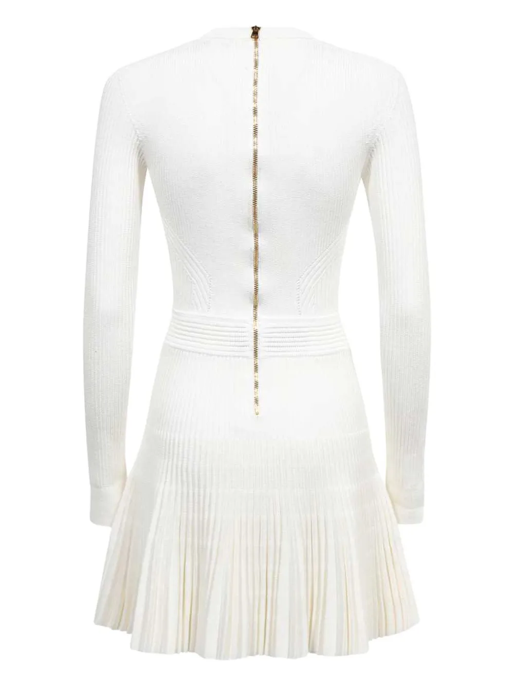 Balmain lion-button pleated mini dress - Wit