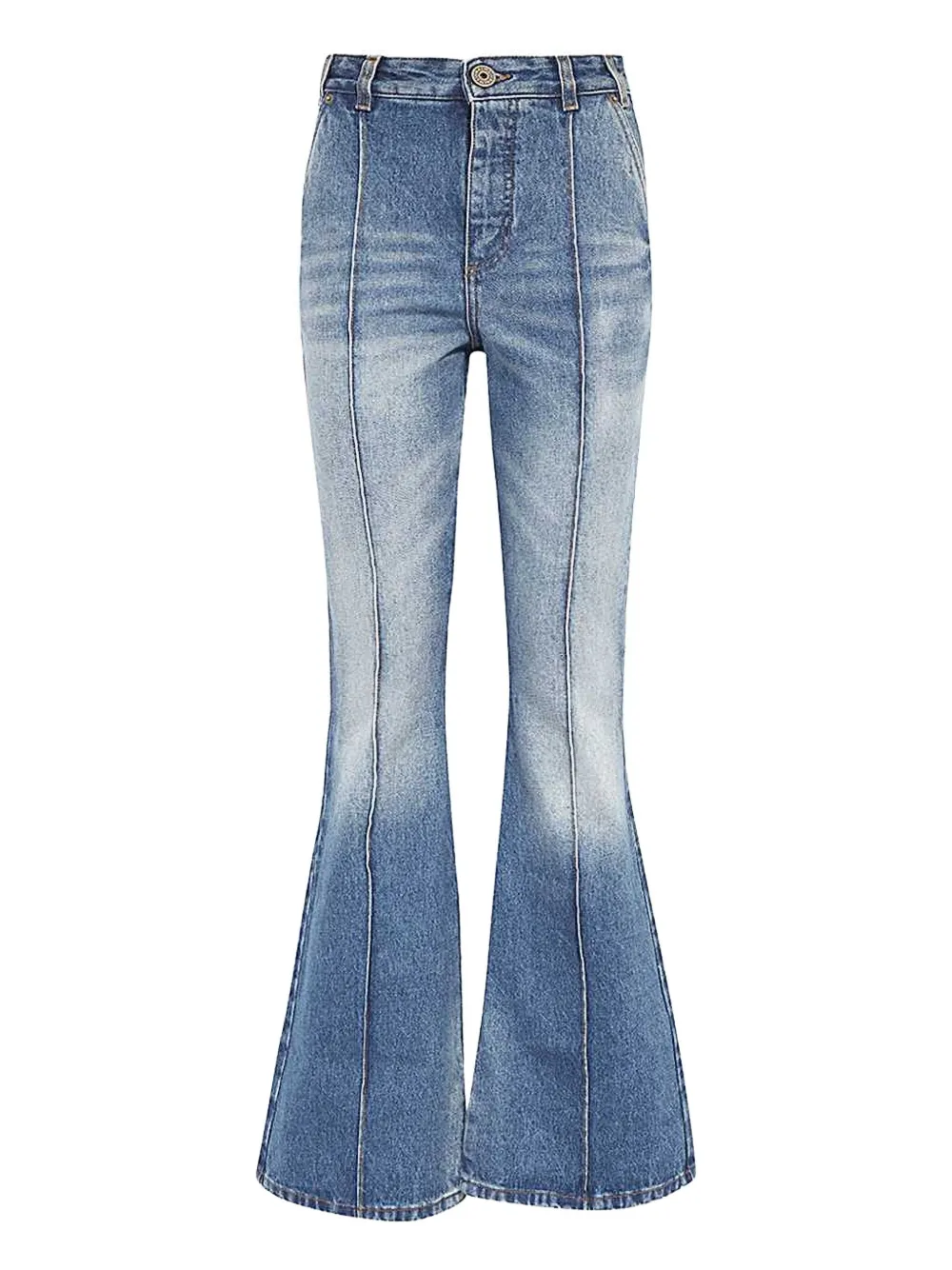 Balmain contrast-stitching flared jeans Blauw