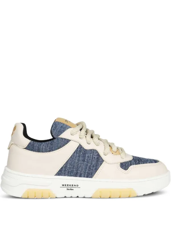 Weekend Max Mara denim-panelled low-top Sneakers Neutrals FARFETCH IN