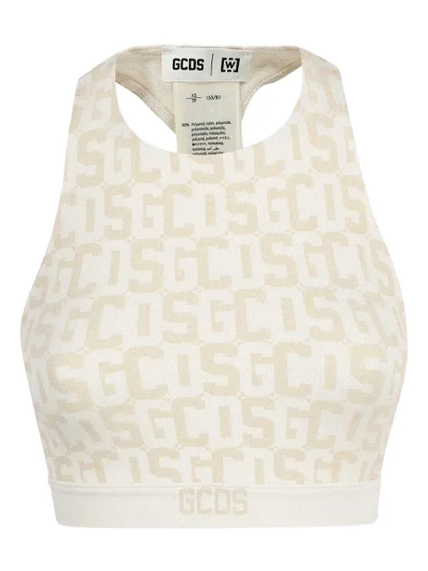 GCDS logo-jacquard racer-back top