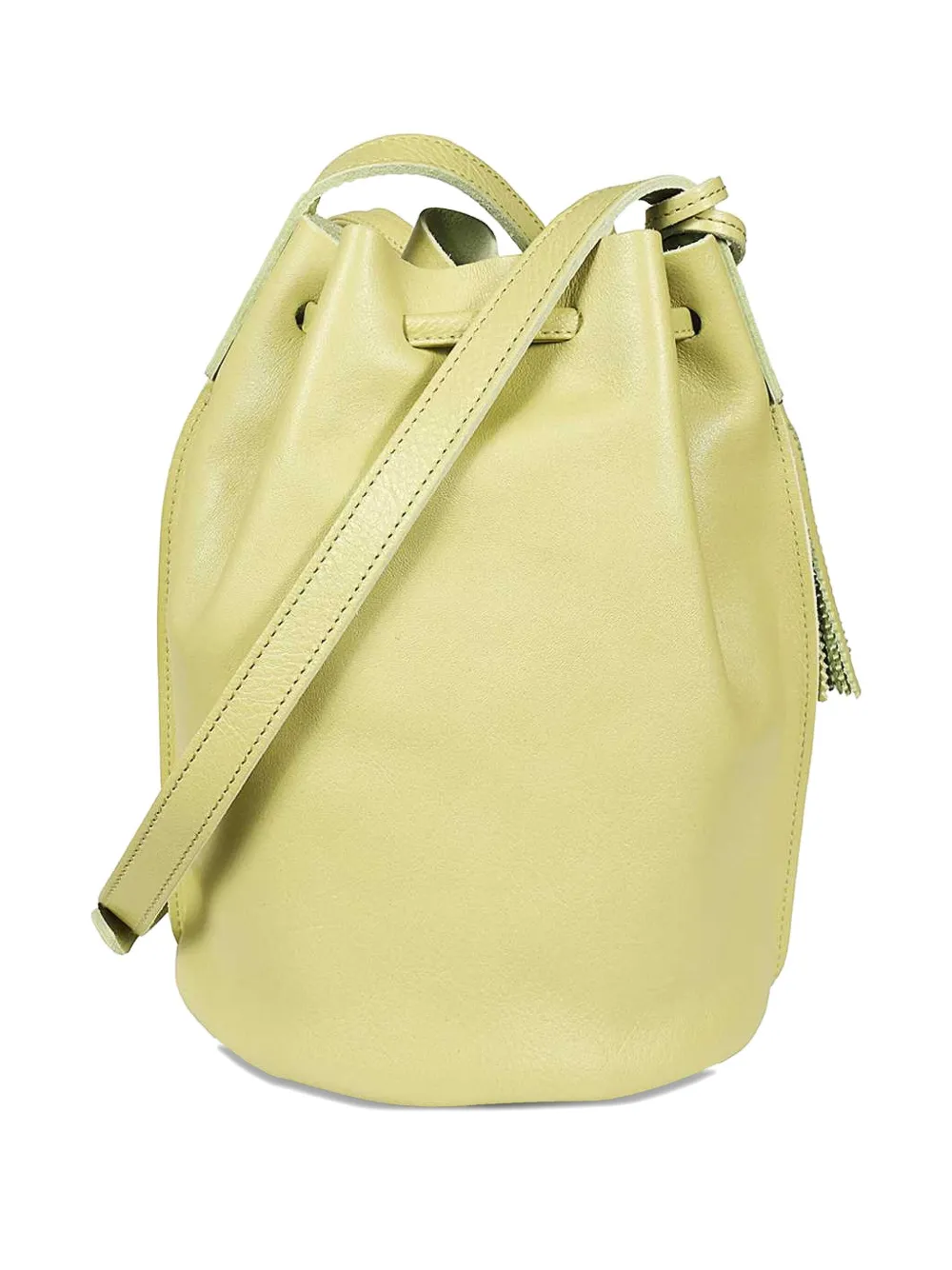 Il Bisonte Silvia Tassel Drawstring Bucket Bag In Yellow