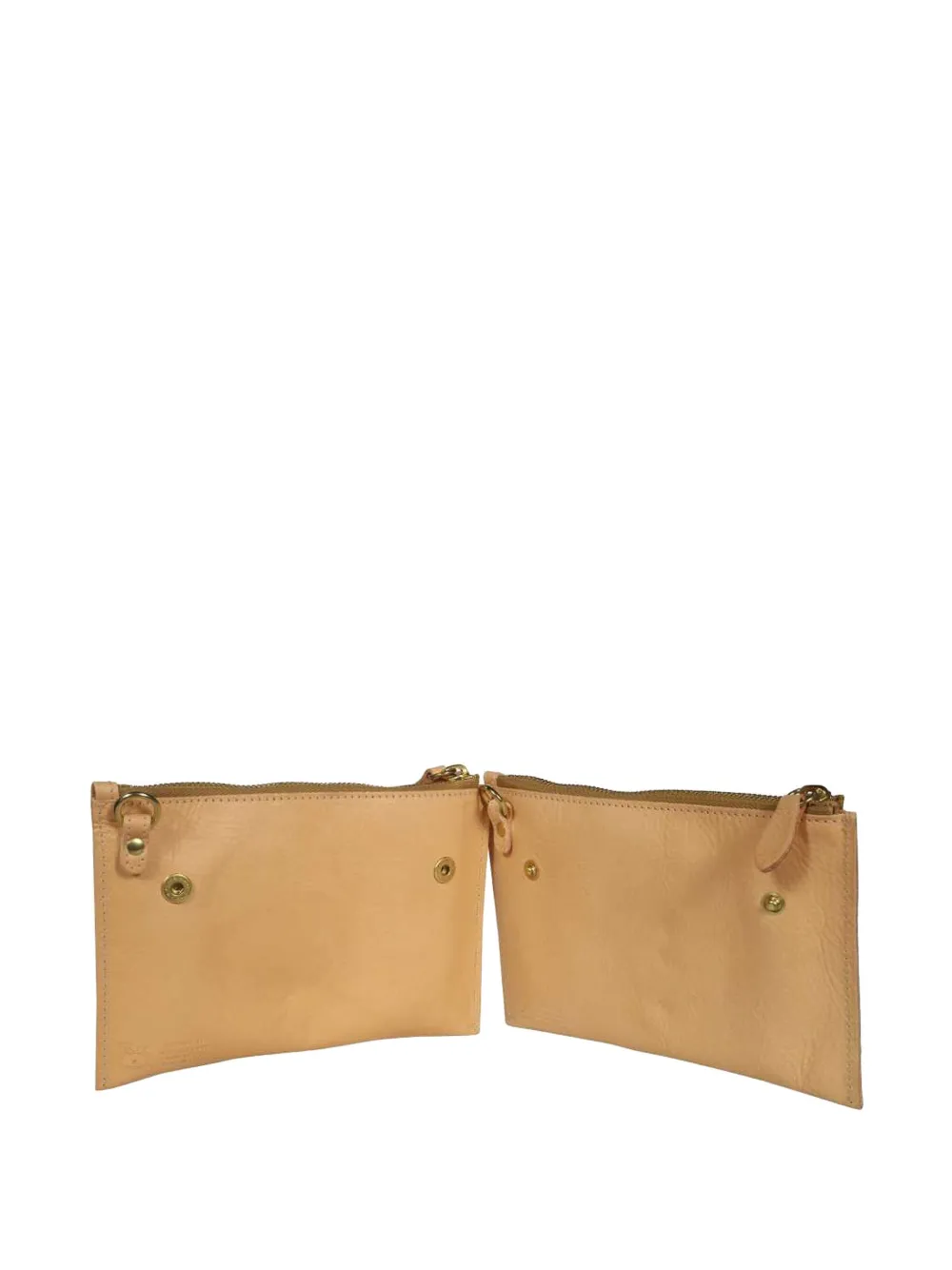 Il Bisonte double-zip leather clutch Beige