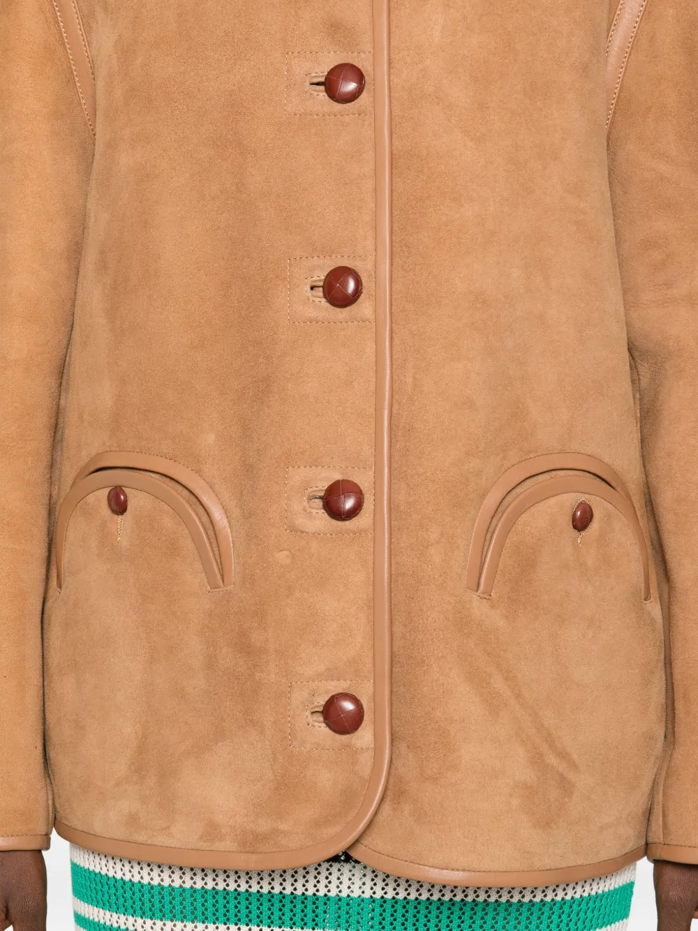 Blazé Milano Button-up Suede Jacket In Brown