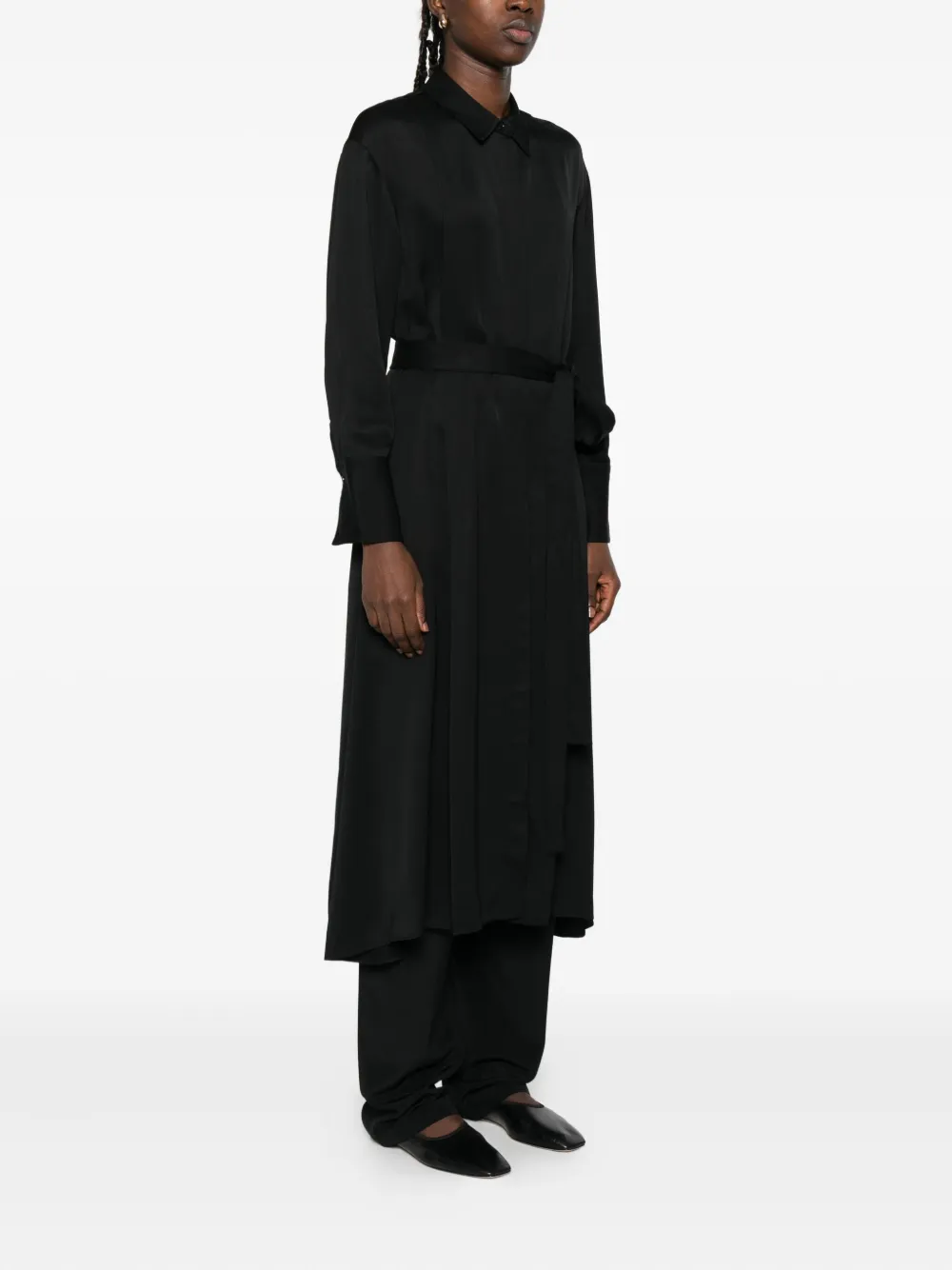 JOSEPH belted shirt midi dress Zwart