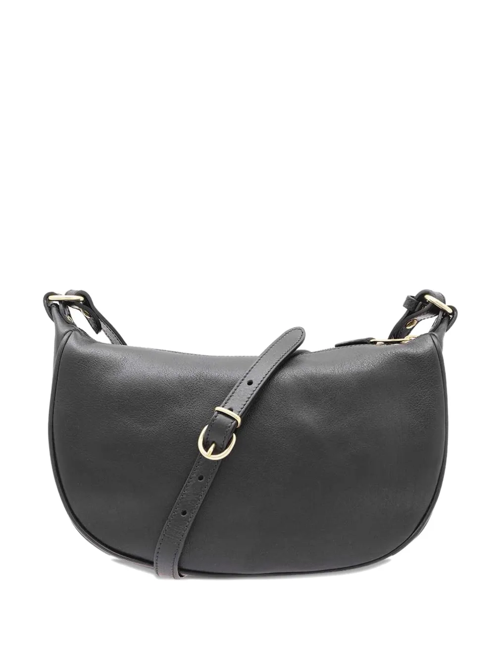 Il Bisonte Logo-detail Curved Shoulder Bag In Black