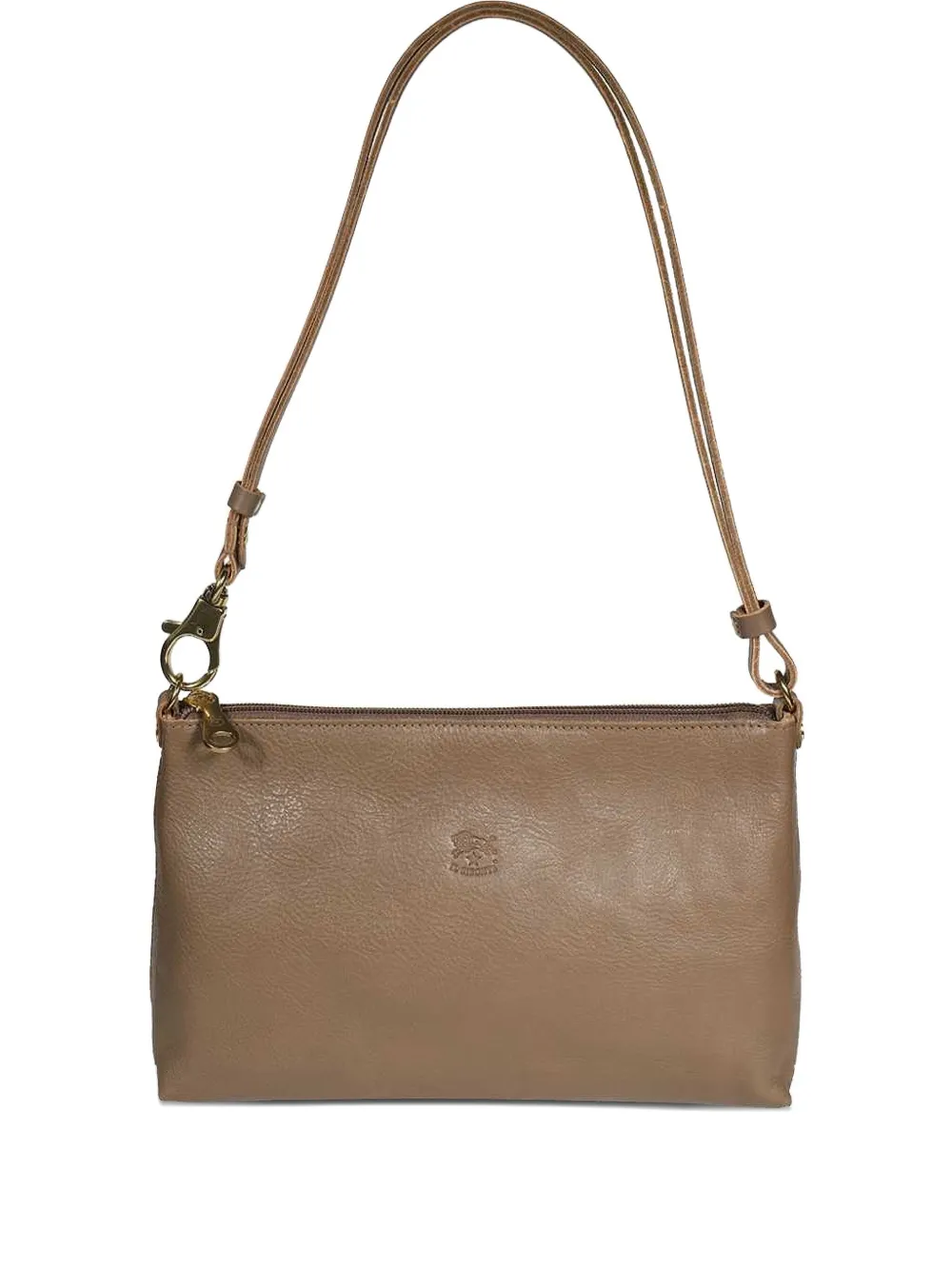 Il Bisonte logo-detail leather clutch bag Grijs