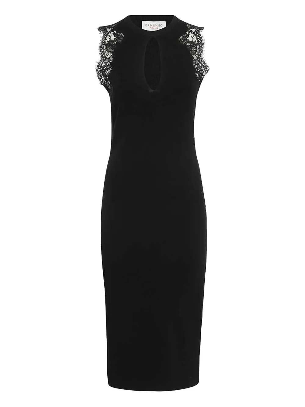 Ermanno Scervino Lace-insert Midi Dress In Black