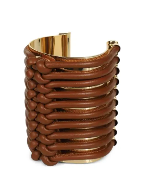 Max Mara leather-inserts metal bracelet