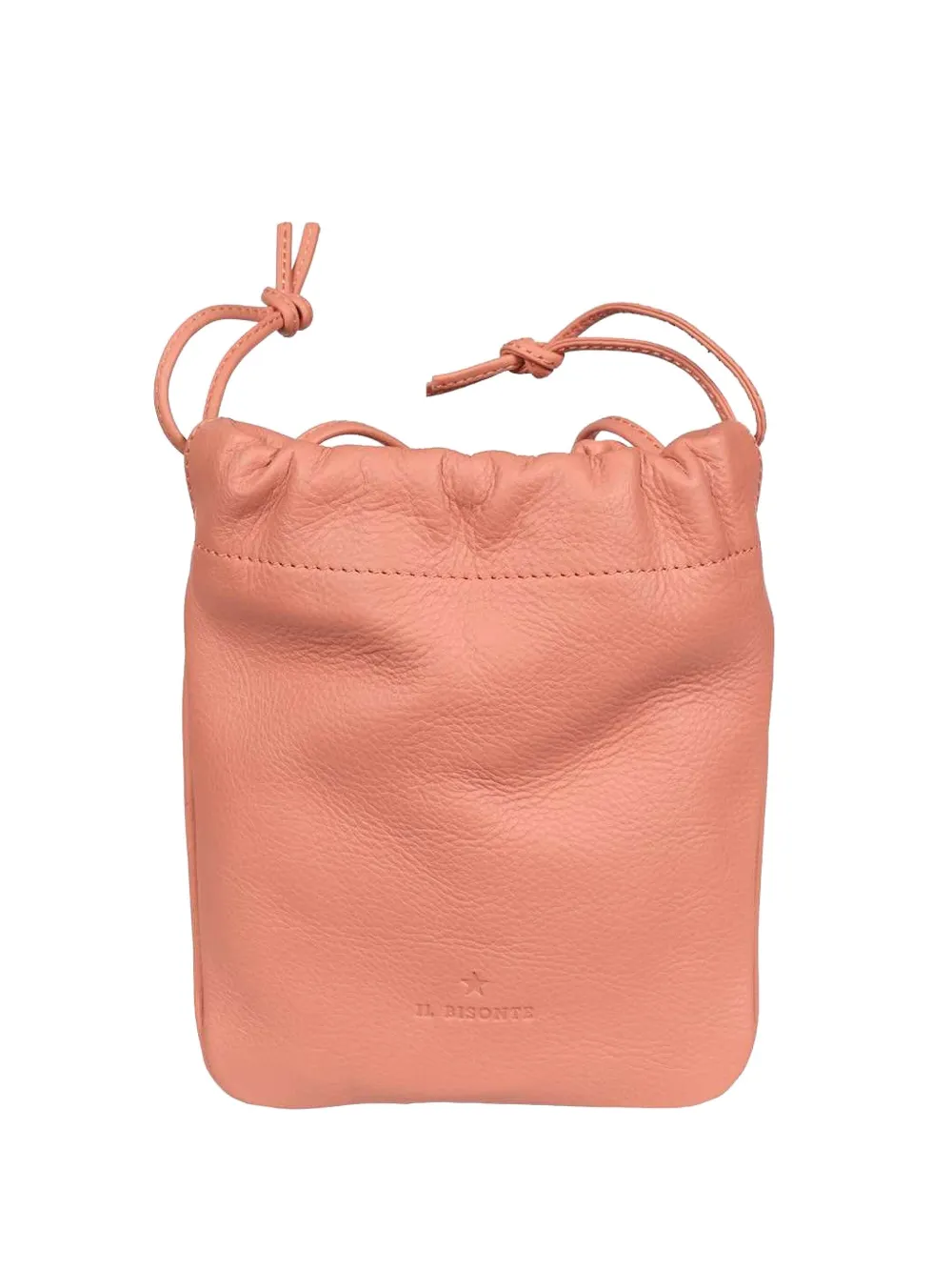 Il Bisonte Drawstring Leather Bucket Bag In Pink