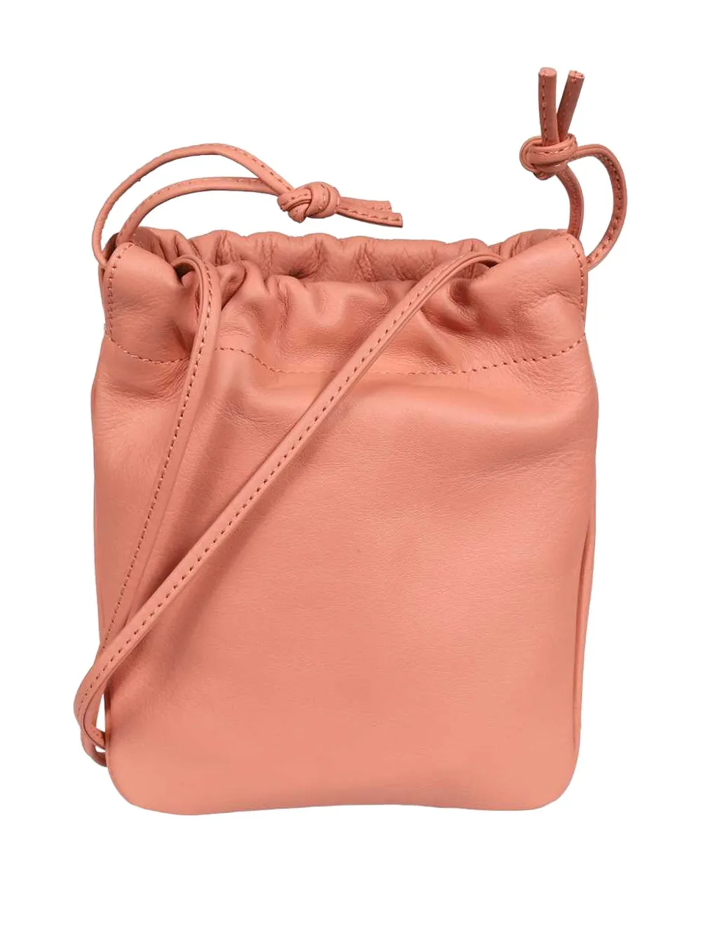 Il Bisonte Drawstring Leather Bucket Bag In Pink