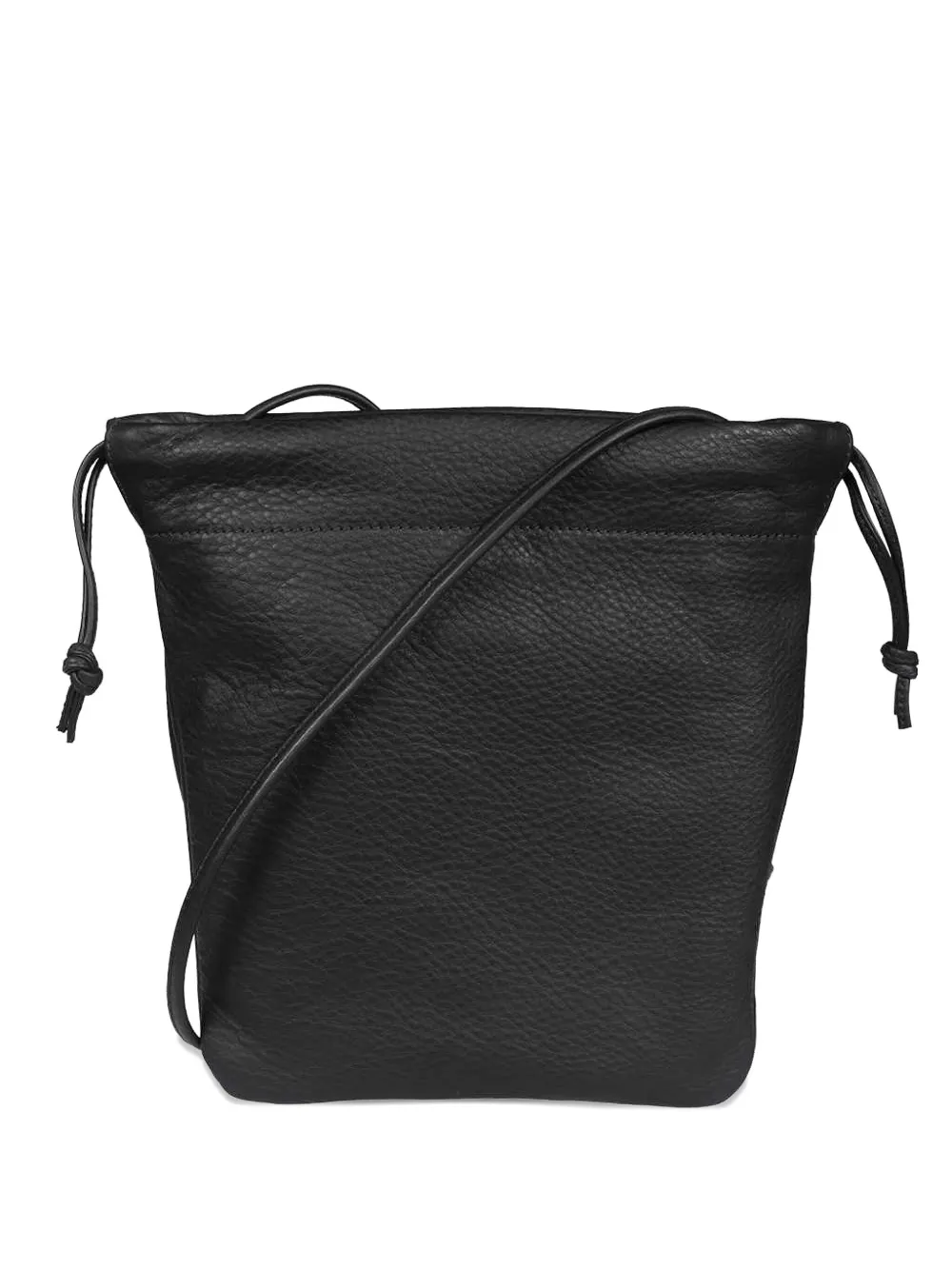 Il Bisonte Drawstring Leather Cross Body Bag In Black