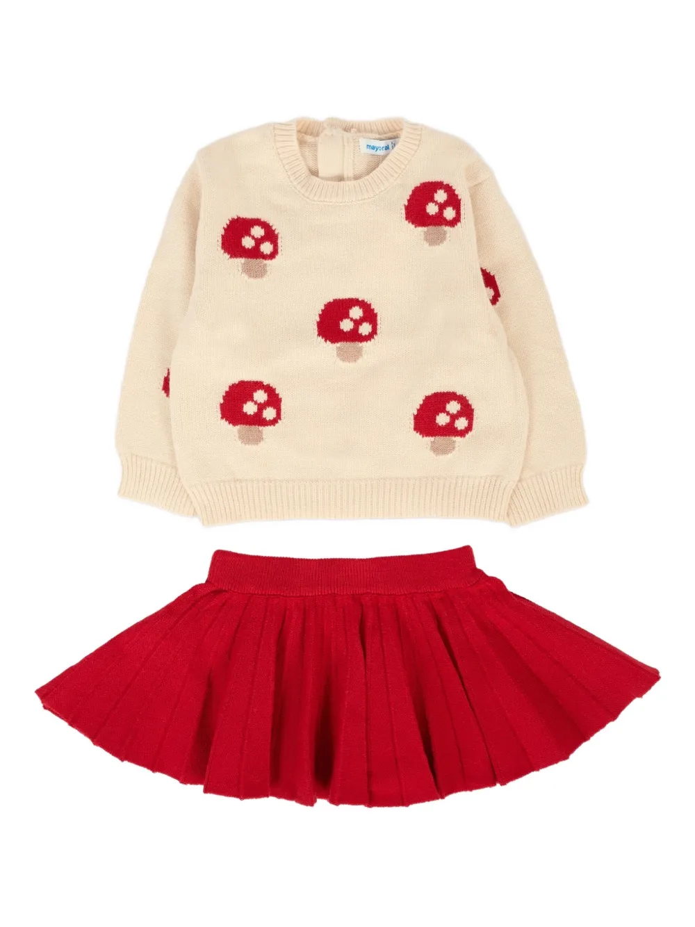 Mayoral mushroom-detail pleated skirt set Rood