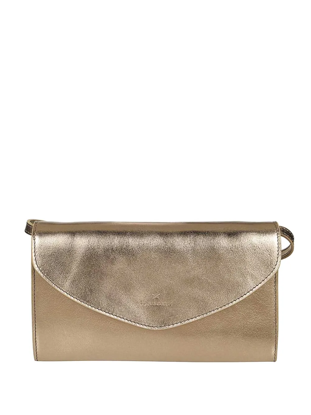 Il Bisonte metallic leather flap clutch Geel
