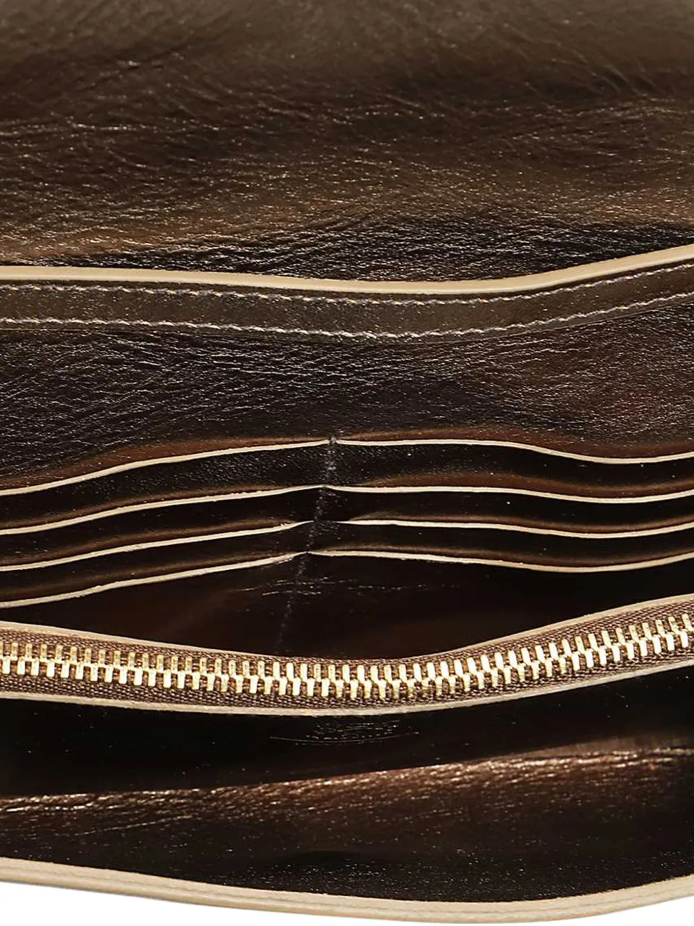 Il Bisonte metallic leather flap clutch Geel