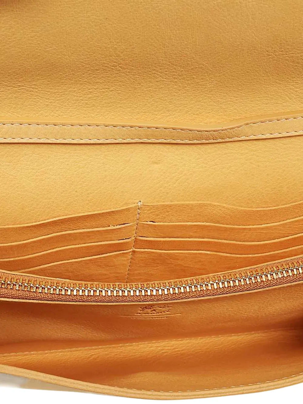 Il Bisonte Leren clutch met klep met knoop Geel