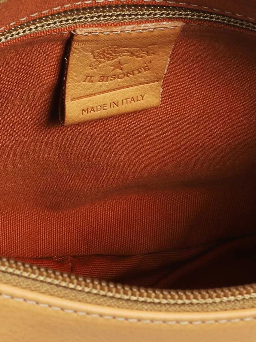 Il Bisonte Kleine Belcanto leren schoudertas met logodetail Geel