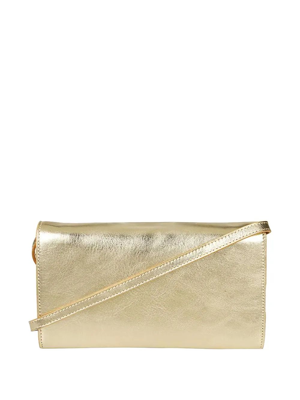 Il Bisonte metallic-leather flap clutch - Goud