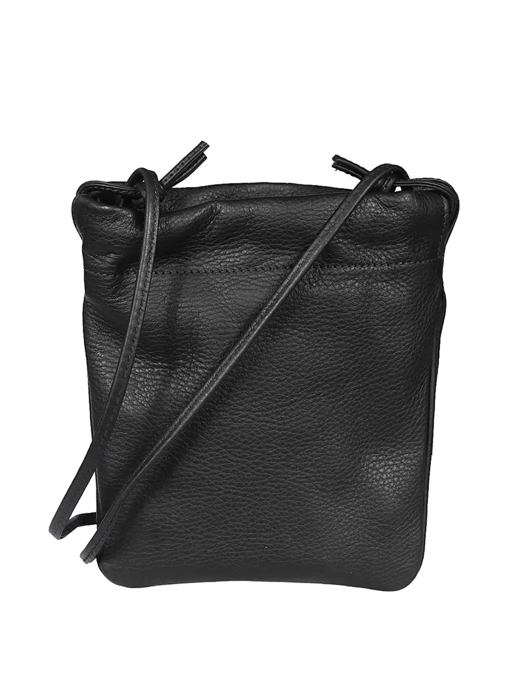 Il Bisonte Drawstring Leather Bucket Bag In Black
