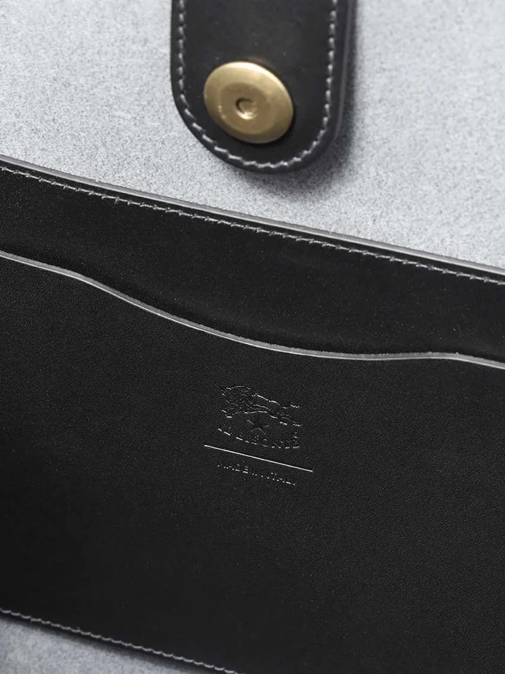 Il Bisonte Roseto press-fastener leather tote bag - Zwart