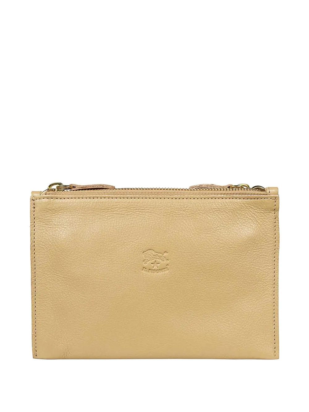 Il Bisonte double-zip leather clutch - Beige