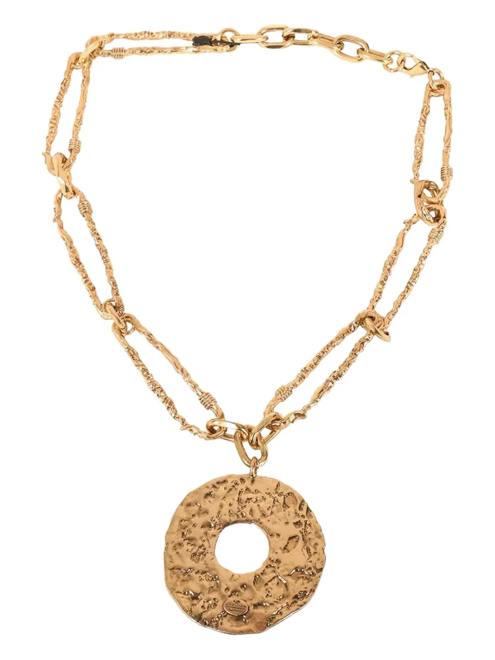 Weekend Max Mara hammered-circle pendant necklace - Goud