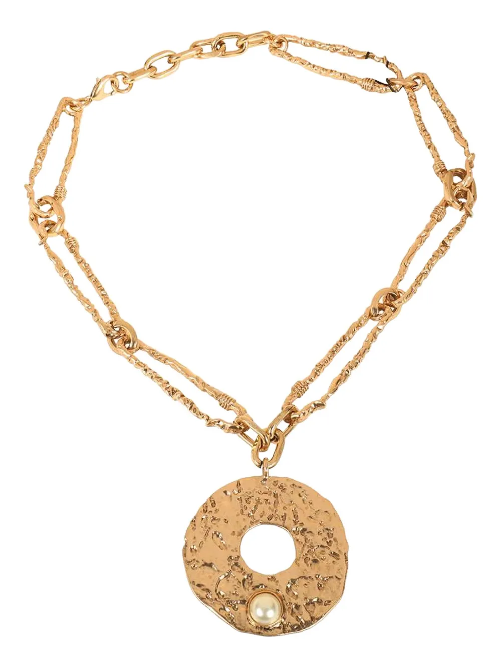 Weekend Max Mara Hammered-circle Pendant Necklace In Gold