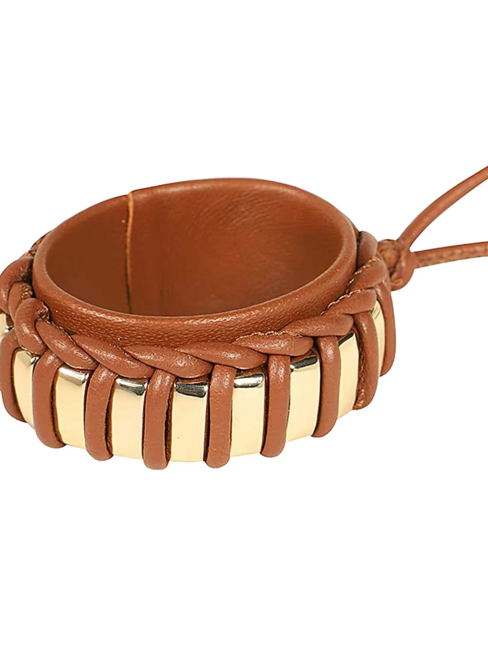 Max Mara Leather Gold-tone-pendant Necklace In Brown