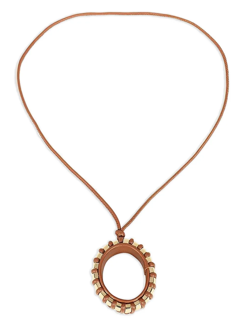 Max Mara leather gold-tone-pendant necklace | Brown | Image 1