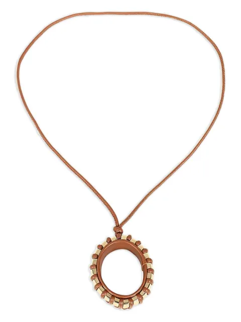 Max Mara leather gold-tone-pendant necklace