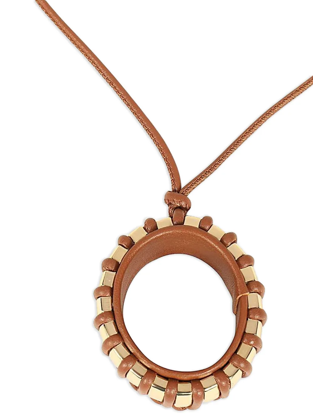 Max Mara leather gold-tone-pendant necklace - Bruin
