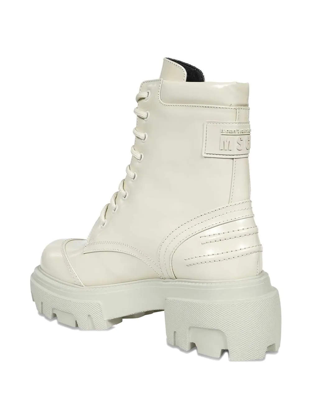 Msgm Lace-up Platform Boots In White