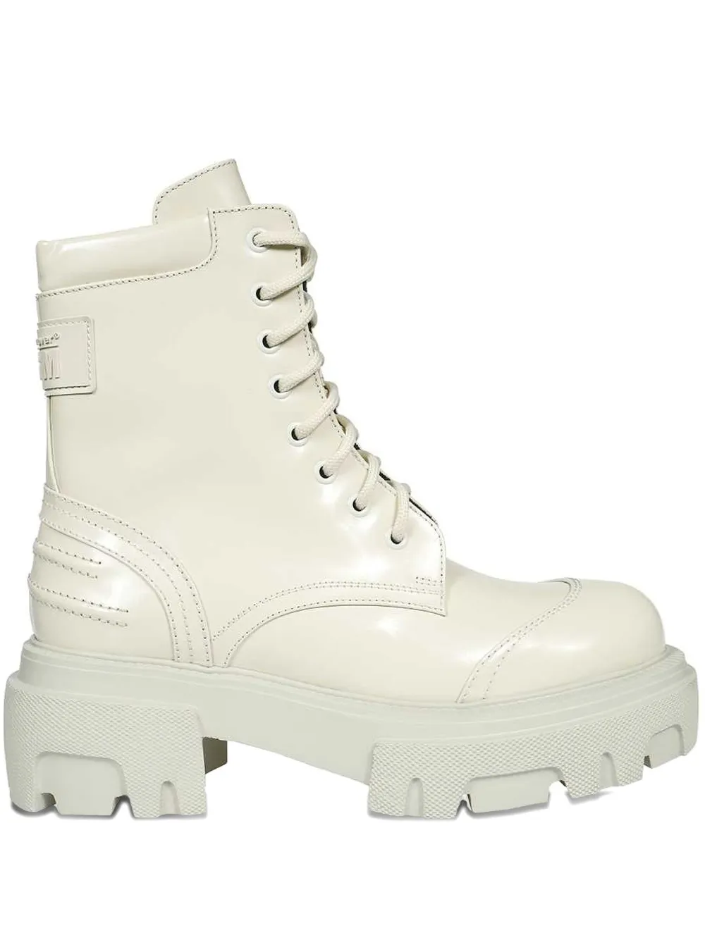Msgm Lace-up Platform Boots In White
