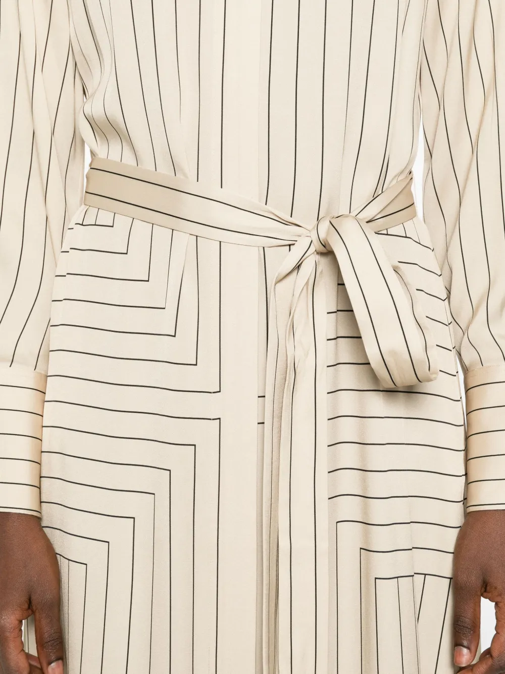 Joseph Pinstripe Belted Midi Dress In Neutral