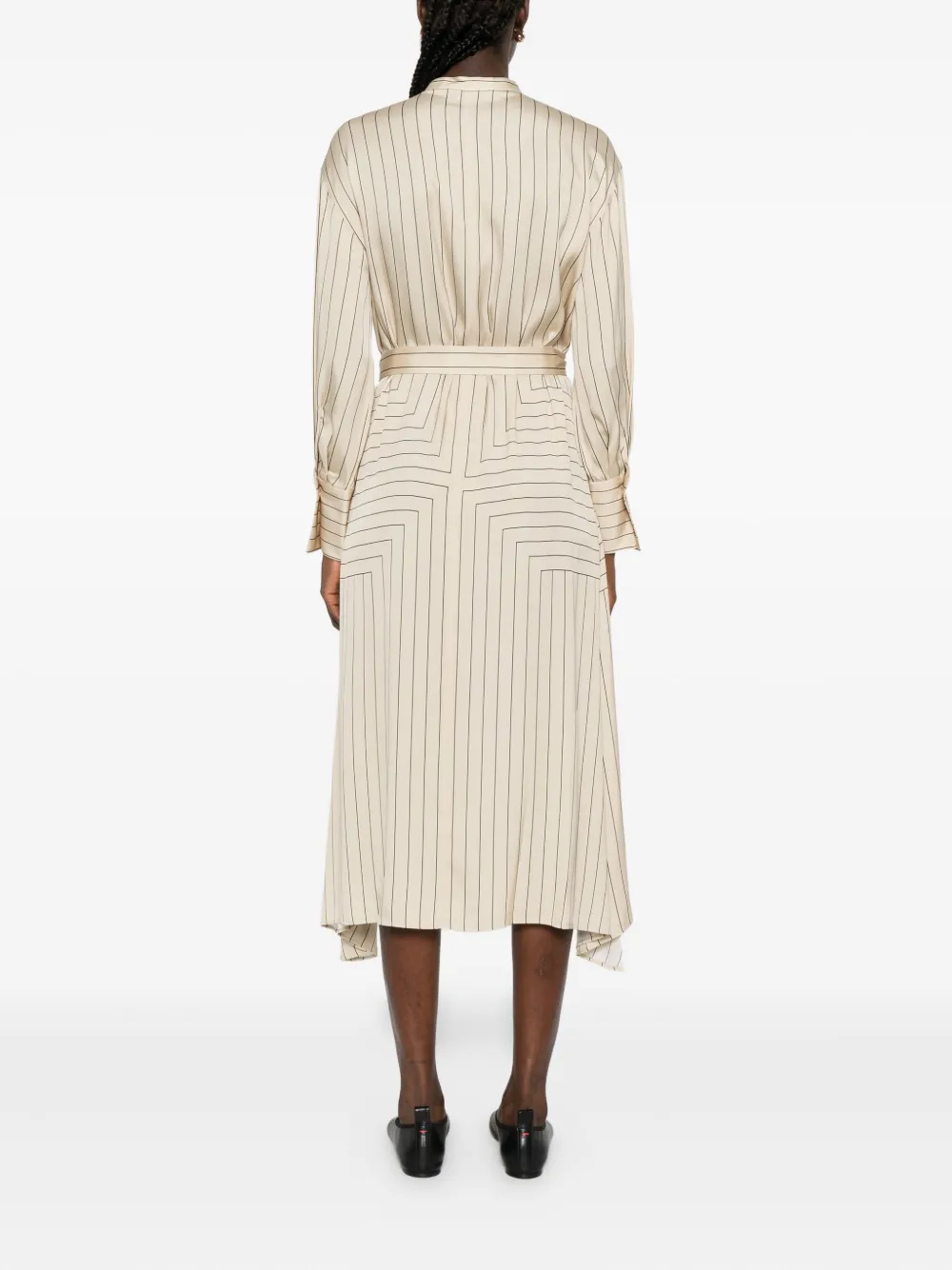 Joseph Pinstripe Belted Midi Dress In Neutral