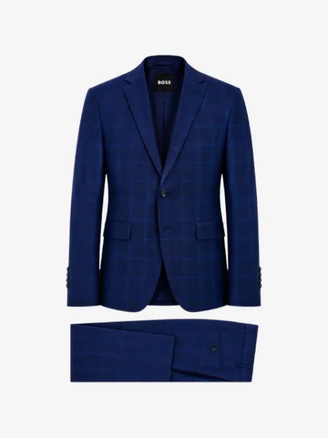 BOSS check-pattern single-breasted suit