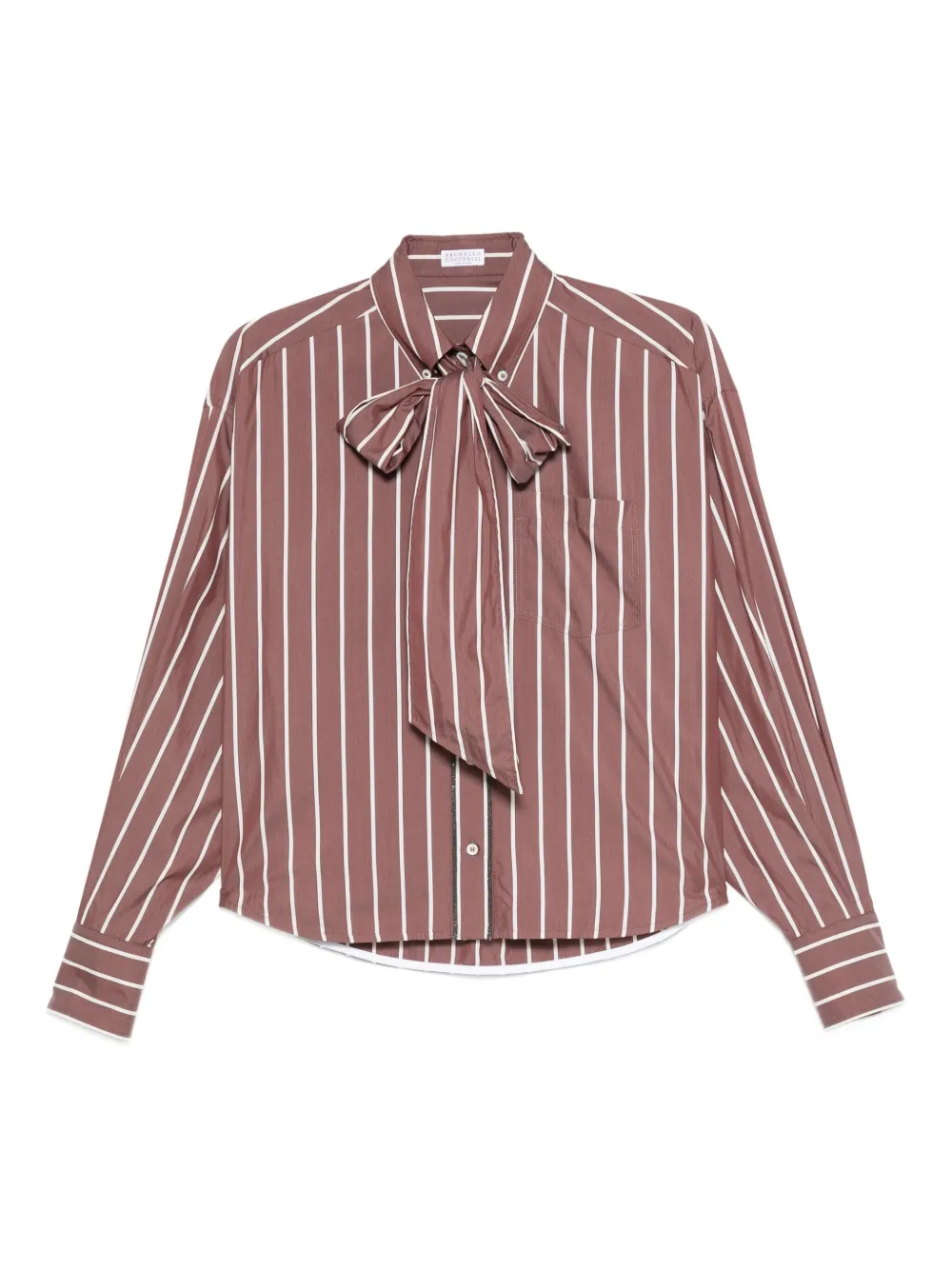 Brunello Cucinelli striped bow top | Brown | Image 1