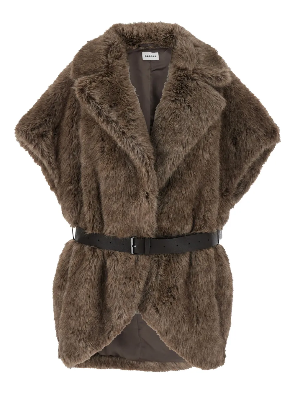 P.A.R.O.S.H. faux-fur-trimmed belted gilet Bruin
