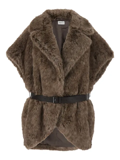 P.A.R.O.S.H. faux-fur-trimmed belted gilet
