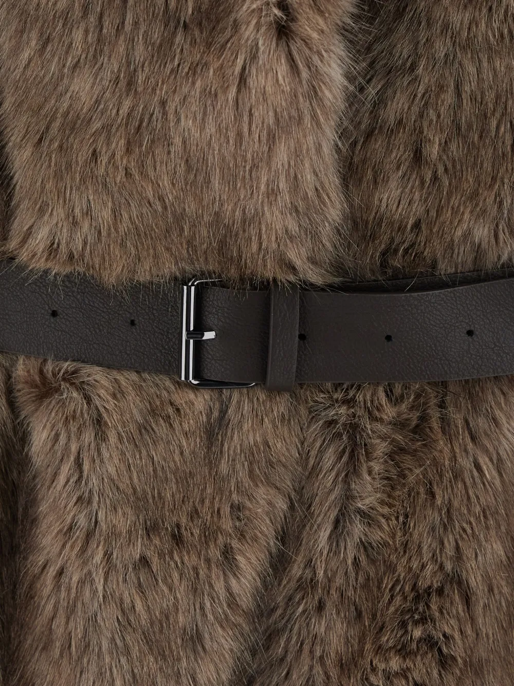 P.A.R.O.S.H. Gilet met afwerking van imitatiebont en ceintuur Bruin