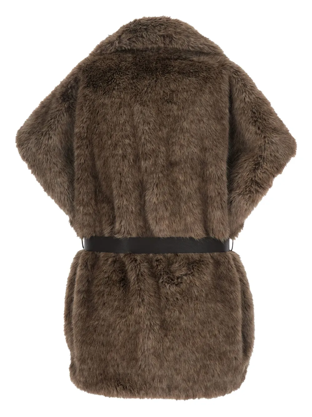 P.A.R.O.S.H. Gilet met afwerking van imitatiebont en ceintuur Bruin