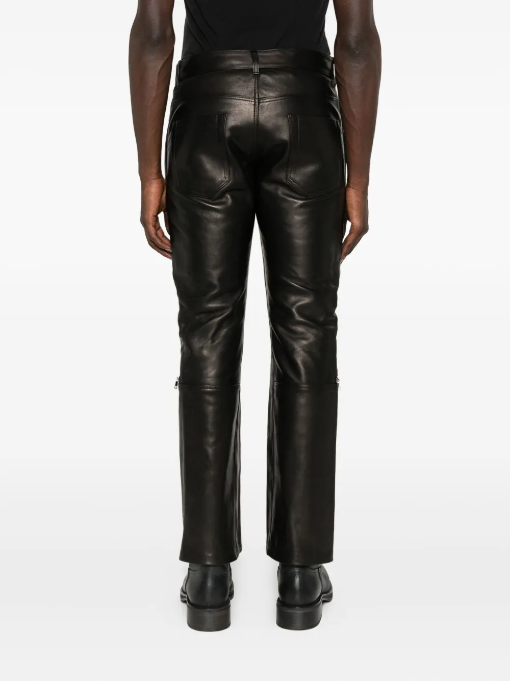Rick Owens Zip-detail Leather Trousers In Black